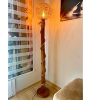 MenalART Ağaç Lambader Otantik 150 cm Ahşap Lambader Abajur Kütük Köşe Aydınlatma