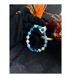 "denizden Gelen Huzur: Mavi Akik Ve Akuamarin Doğal Taş Bileklik  Sertifikalı > Handcrafted