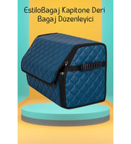 Estilobagaj Kapitone Deri Oto Bagaj Düzenleyici Mavi Siyah