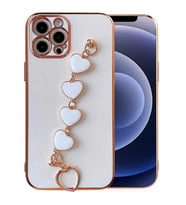 Ally iPhone 13 Pro 6.1inç Kılıf Kalp Bileklik Tutuculu Lüx Silikon Askılı Kılıf-(5775) — Renk: Beyaz