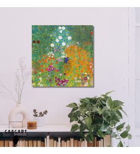 Kare Kanvas Tablo Ünlü Eserler Gustav Klimt-Cottage Garden (1905-1907)