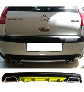 Citroen C4 Sarı Difüzör Çiftli Kare Egzoz Görünümlü D Tip Difizör