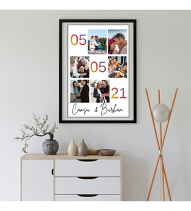 Sevgiliye Hediye Kişiye Özel İsim Yazılı Yapışkanlı Çerçeve Tablo 20x30 - Fotoğraf Kolajlı Duvar Dekoru