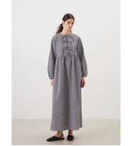 LCW Modest Siyah Bağlamalı Yaka Ekose Elbise