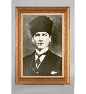 EV İŞYERİ OFİS İÇİN ALTIN ÇERÇEVELİ PASPARTULU ATATÜRK TABLO S725