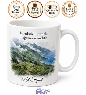 Karadeniz Havası Temalı Baskılı Kupa Bardak Özel Tasarım Hediye