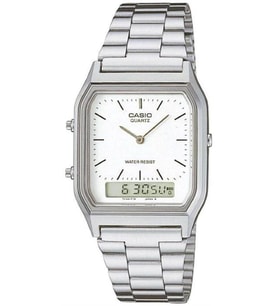 CASIO AQ-230A-7DMQ ANALOG-DİJİTAL DİKDÖRTGEN ERKEK KOL SAATİ (Gümüş)