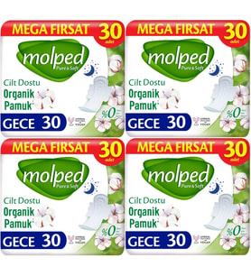 Molped Pure&Soft Hijyenik Ped Gece 120 (4PK*30) Adet Mega Pk