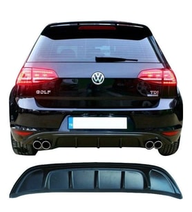 Volkswagen Golf Uyumlu 7 (2012-2016) Arka Tampon Eki - Difüzör (Plastik)