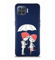 Oppo Reno 4 Lite Soft Premier Kapak Aşk Tasarımlı Silikon Kılıf - Lacivert (Şeffaf)