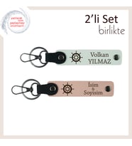 Sevdiğine Yön Veren Bir Hatıra, Gemi Dümeni Desenli Anahtarlık Seti, Beyaz-Yavru Ağzı
