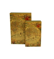Kutu Kitap Harita 2'li Set Dekoratif Hediyelik