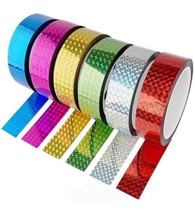 Hologram Bant 6 Renk 1 Paket 18mm x 3 Metre Yaldızlı Metalik Desenli Fosforlu Hologram Bant Hobi Tasarım