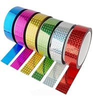 Hologram Bant 6 Renk 1 Paket 18mm x 3 Metre Yaldızlı Metalik Desenli Fosforlu Hologram Bant Hobi Tasarım