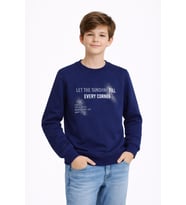 Erkek Çocuk Önü Arkası Baskılı Sweatshirt BGL-ST05231 (Lacivert)