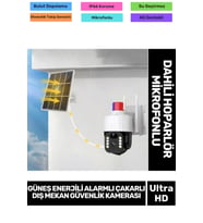 IP66 Suya Karşı Koruma Renkli Gece Görüşlü Güneş Enerjili Alarmlı Çakarlı Dış Mekan Güvenlik Kamera