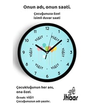 İsme Özel Renkli Balonlar Çocuk Odası Duvar Saati Orta Boy 30 cm Siyah Camlı Sessiz