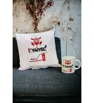 İtfaiyeciye Hediye Kupa Bardak ve Yastık Set 002 (Beyaz)