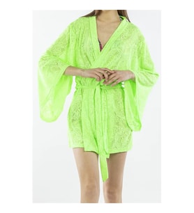 Kadın Pareo Kaftan Sabahlık Dantelli YEŞİL