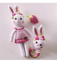 Şeker Tavşan Vikvik Çıngırak Amigurumi Organik Oyuncak
