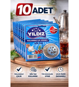 10 Adet Paslanmaz Çelik Çaydanlık Demlik Süzgeci Sök Tak Çay Süzgeci Tüm Demliklere Uyumlu Çaydanlı