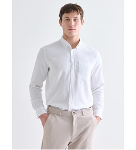 LCWAIKIKI Classic Beyaz Regular Fit Uzun Kollu Armürlü Erkek Gömlek