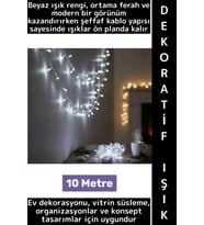 Dekoratif Aydınlatma Ev Vitrin Organizasyon Süsleme Çok Şık Estetik Damla Uçlu 100 Led Işık 10 Metre
