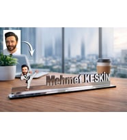 Kişiye Özel Karate Eğitmeni Dövüş Egitmeni Karikatürlü 30 cm Ayna Pleksi Masaüstü İsimlik - Öğretmen Hediyesi Öğretmene Özel Hediye