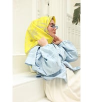 Silk Home Sarı Eflatun Desenli Tivil İpek Eşarp IST11433-34
