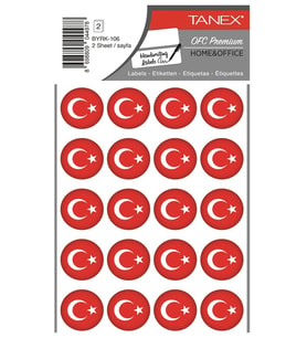 Tanex Bayrak Sticker Yuvarlak 25X25Mm 2Li Byrk-106 paketli - 3 adet