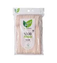 Roll-Up Doğaya Dönüş Ekolojik Doğal %100 Ahşap Kaşık - Kalınlık : 1.8 mm - 16 Cm. - 50'li Paket