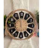 Kişiye Özel Halatlı Dekoratif Ahşap Duvar Saati 50 cm