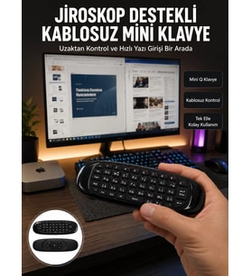 Northcity Kablosuz Hava Fareli Mini Klavye Jiroskop Destekli Uzaktan Kumanda - 6 Eksenli Akıcı Kontrol