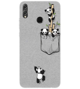Honor 8X (JSN-L21/L22) Uyumlu Kılıf Desenli Baskılı Silikon Pandalar 1798