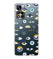 PrintiFy Xiaomi Redmi Note 11 Pro Plus ile Uyumlu 1mm Slim Fit Nazar Boncuğu 2 Baskılı Şeffaf  Kılıf
