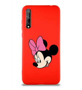 Huawei P Smart S Soft Premier Kapak Minnie Mouse-B Tasarımlı Silikon Kılıf - Kırmızı (Şeffaf)