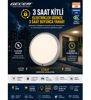 Gecem 20W Sensörlü LED Armatür 4000K (Doğal Beyaz) IP65 Acil Aydınlatma Özellikli