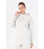 Maraton Oversize Kadın Kapüşonlu Gümüş Gri Sweatshirt