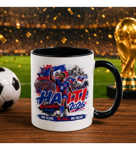 BK Gift Haiti Taraftar Temalı 2026 Dünya Kupası Tasarımlı Siyah Kupa Bardak