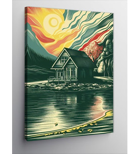 Kanvas Tablo Göl Evi