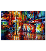 Cakapuzzle Yağmur Mağaza Işıkları ve Sokak Lambası Yağlıboya  Puzzle Yapboz MDF (Ahşap) (120 Parça)