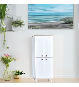 İnci Portmanto Dolabı Beyaz 4 Kapaklı Raflı Çok Amaçlı Ayakkabılık 60x37x195 Cm