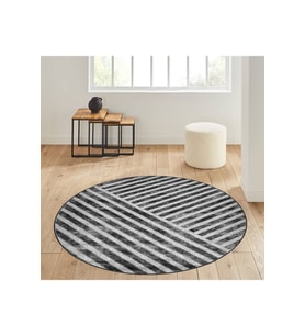 Eliana Home Baskılı, Yıkanabilir Kaymaz Taban Yuvarlak Halı LNA7081 120x120 cm (Gri)
