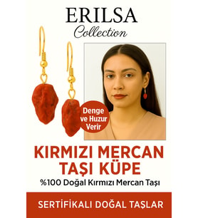 Sertifikalı Altın Kaplama Ham Doğal Kırmızı Mercan Taşı Küpe – Tutku, Enerji ve Dişil Gücü Yükseltir