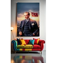 ATATÜRK PORTRE XXIX Ev Duvar Salon Güzellik Salonu Ofis Dükkan Dekarasyon Kanvas Tablo