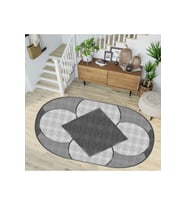 Eliana Home Baskılı, Yıkanabilir Kaymaz Taban Oval Halı LNA7246-SD1207 100x150 cm (Gri)