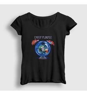 Presmono Kadın Siyah Slaves and Masters Deep Purple T-Shirt 60811tt