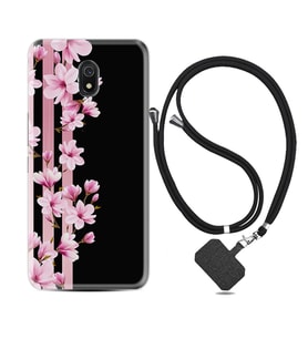 Xiaomi Redmi 8A 8 Pro 9C 9T 10C 11T Pro Kılıf Boyun Askılı Silikon Pink Flowers 3 1393