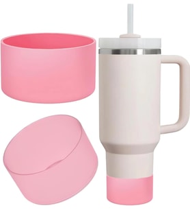 1 Adet Silikon Taban Koruyucu – Stanley Quencher 20/30/40 Oz ile Uyumlu – Bardak Altı Kılıfı, Kaymaz ve Sessiz Kullanım – Pembe Renk
