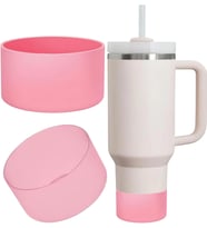 1 Adet Silikon Taban Koruyucu – Stanley Quencher 20/30/40 Oz ile Uyumlu – Bardak Altı Kılıfı, Kaymaz ve Sessiz Kullanım – Pembe Renk
